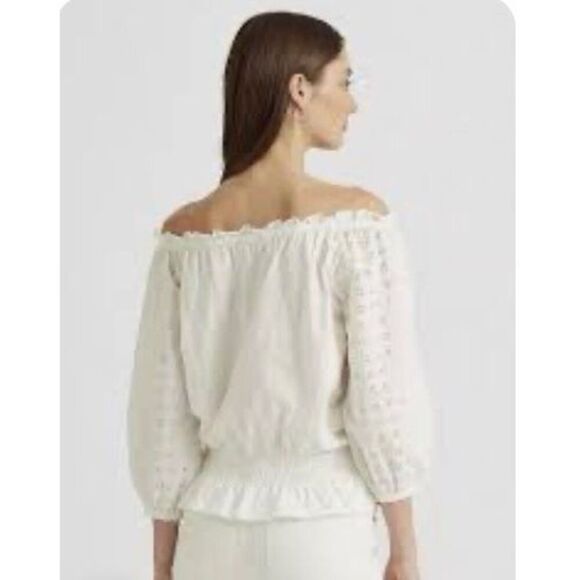 Lauren Ralph Lauren Womens Eyelet Off-The-Shoulder Pullover Top White Size Mediu - Picture 2 of 11